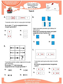 ilkokul 1. Sınıf Bilsem Zeka Testi 